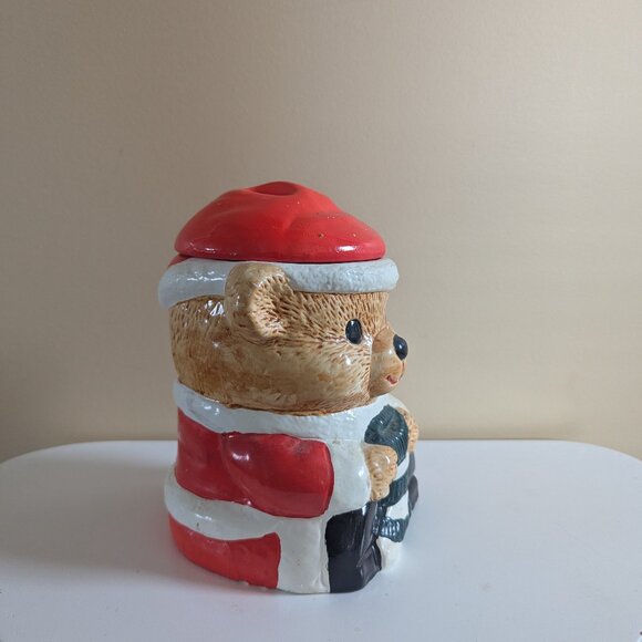 CHRISTMAS SANTA TEDDY BEAR VINTAGE COOKIE JAR - Picture 3 of 5